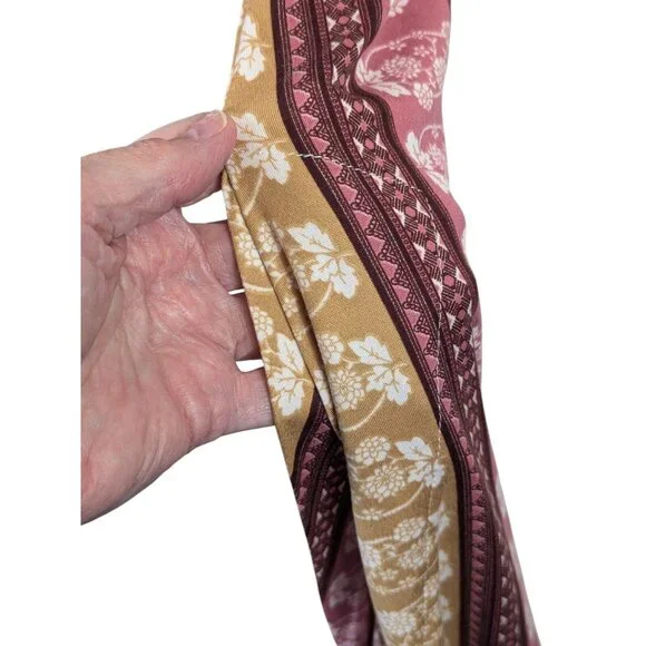 Cactus + Pearl Women size L Mix Stripe Knit Maxi Dress Slits Cottagecore Hippie - Picture 7 of 13